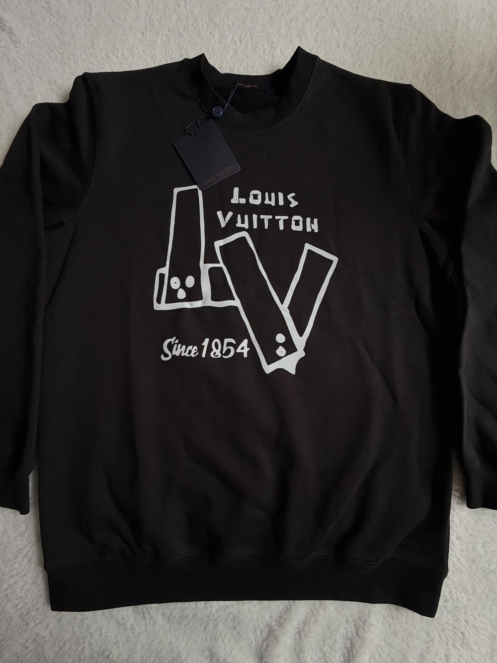 Louis Vuitton Black Crewneck Sweatshirt with White Graphic Logo